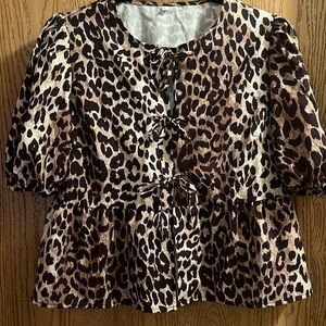 Leopard Print Peplum Blouse